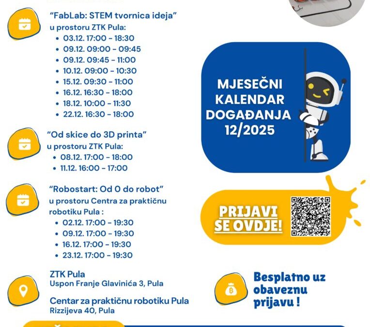 Level Up STEM: Radionice 3D dizajna i robotike u prosincu