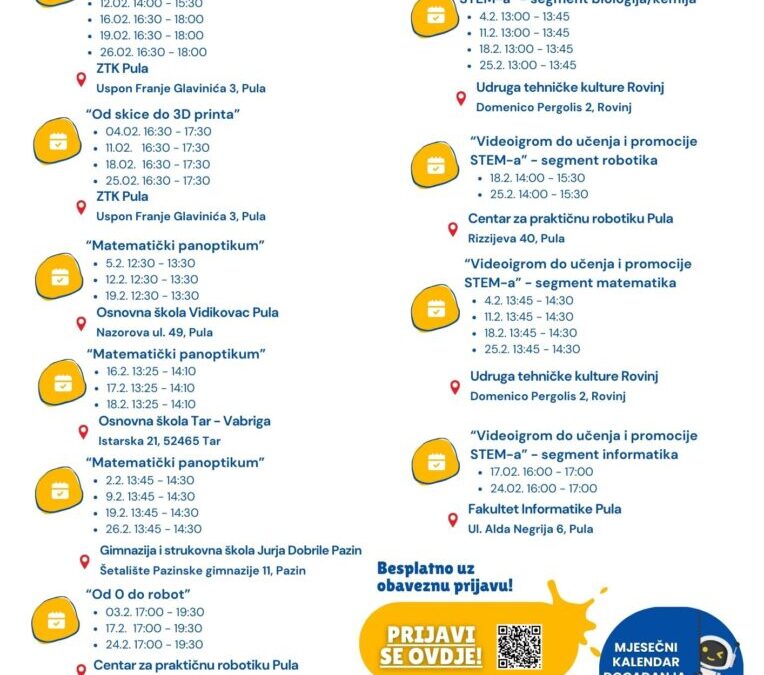 „Level Up STEM: Istraži, nauči, stvori!“ – radionice i događanja u veljači
